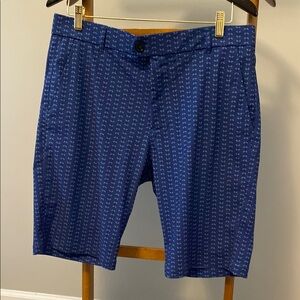 Greyson Blue Patterned Men's Flat Front Shorts